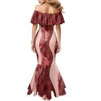 Polynesian Tribal Pattern Patchwork Picturesque Family Matching Mermaid Dress and Hawaiian Shirt Crimson LT7 - Polynesian Pride