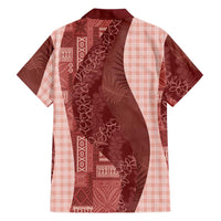 Polynesian Tribal Pattern Patchwork Picturesque Family Matching Summer Maxi Dress and Hawaiian Shirt Crimson
