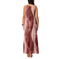 Polynesian Tribal Pattern Patchwork Picturesque Family Matching Tank Maxi Dress and Hawaiian Shirt Crimson LT7 - Polynesian Pride