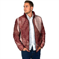 Polynesian Tribal Pattern Patchwork Picturesque Padded Jacket Crimson