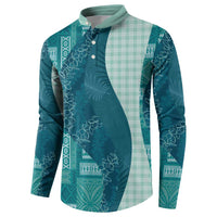 Polynesian Tribal Pattern Patchwork Picturesque Button Sweatshirt Oceanic
