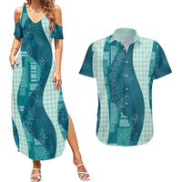 Polynesian Tribal Pattern Patchwork Picturesque Couples Matching Summer Maxi Dress and Hawaiian Shirt Oceanic