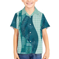 Polynesian Tribal Pattern Patchwork Picturesque Family Matching Mermaid Dress and Hawaiian Shirt Oceanic LT7 Son's Shirt Blue - Polynesian Pride