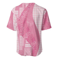 Polynesian Tribal Pattern Patchwork Picturesque Baseball Jersey Rose Pink