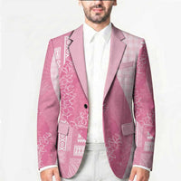 Polynesian Tribal Pattern Patchwork Picturesque Blazer Rose Pink