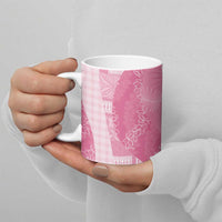 Polynesian Tribal Pattern Patchwork Picturesque Ceramic Mug Rose Pink