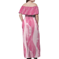 Polynesian Tribal Pattern Patchwork Picturesque Family Matching Off Shoulder Maxi Dress and Hawaiian Shirt Rose Pink LT7 - Polynesian Pride