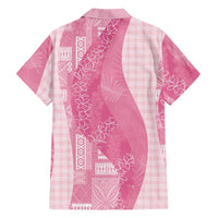 Polynesian Tribal Pattern Patchwork Picturesque Family Matching Tank Maxi Dress and Hawaiian Shirt Rose Pink