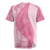 Polynesian Tribal Pattern Patchwork Picturesque Rugby Jersey Rose Pink