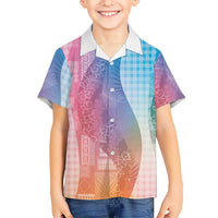 Polynesian Tribal Pattern Patchwork Picturesque Family Matching Mermaid Dress and Hawaiian Shirt Holographic