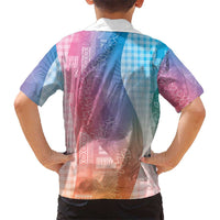 Polynesian Tribal Pattern Patchwork Picturesque Family Matching Off Shoulder Maxi Dress and Hawaiian Shirt Holographic