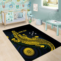 Personalized Solomon Islands Independence Anniversary Area Rug Crocodile Mix Tapa