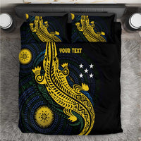 Personalized Solomon Islands Independence Anniversary Bedding Set Crocodile Mix Tapa