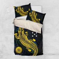 Personalized Solomon Islands Independence Anniversary Bedding Set Crocodile Mix Tapa