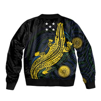 Personalized Solomon Islands Independence Anniversary Bomber Jacket Crocodile Mix Tapa