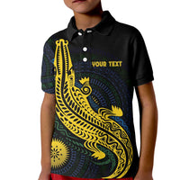 Personalized Solomon Islands Independence Anniversary Kid Polo Shirt Crocodile Mix Tapa