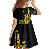 Personalized Solomon Islands Independence Anniversary Kid Short Sleeve Dress Crocodile Mix Tapa