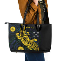 Personalized Solomon Islands Independence Anniversary Leather Tote Bag Crocodile Mix Tapa