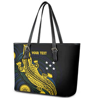 Personalized Solomon Islands Independence Anniversary Leather Tote Bag Crocodile Mix Tapa