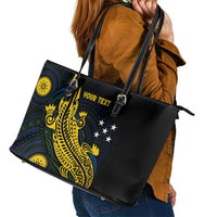 Personalized Solomon Islands Independence Anniversary Leather Tote Bag Crocodile Mix Tapa