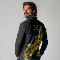 Personalized Solomon Islands Independence Anniversary Long Sleeve Polo Shirt Crocodile Mix Tapa