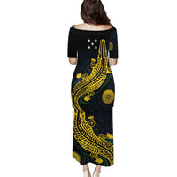 Personalized Solomon Islands Independence Anniversary Puletasi Crocodile Mix Tapa