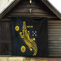 Personalized Solomon Islands Independence Anniversary Quilt Crocodile Mix Tapa