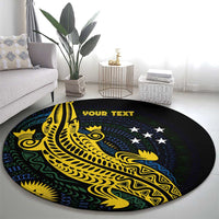 Personalized Solomon Islands Independence Anniversary Round Carpet Crocodile Mix Tapa