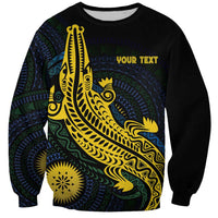 Personalized Solomon Islands Independence Anniversary Sweatshirt Crocodile Mix Tapa