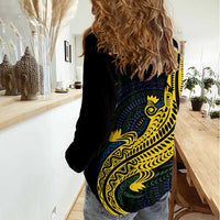 Personalized Solomon Islands Independence Anniversary Women Casual Shirt Crocodile Mix Tapa