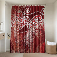 Aotearoa Maori Koru Curves Bathroom Set Silver Ferns - Crimson Red