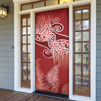 Aotearoa Maori Koru Curves Door Cover Silver Ferns - Crimson Red LT7 - Polynesian Pride