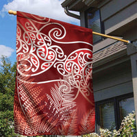 Aotearoa Maori Koru Curves Garden Flag Silver Ferns - Crimson Red LT7 - Polynesian Pride