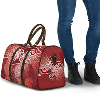 Aotearoa Maori Koru Curves Travel Bag Silver Ferns - Crimson Red LT7 - Polynesian Pride