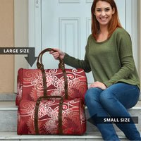 Aotearoa Maori Koru Curves Travel Bag Silver Ferns - Crimson Red LT7 - Polynesian Pride