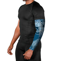 Aotearoa Maori Koru Curves Arm Sleeves Silver Ferns - Navy Blue