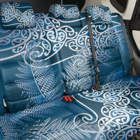 Aotearoa Maori Koru Curves Back Car Seat Cover Silver Ferns - Navy Blue LT7 - Polynesian Pride