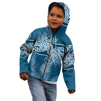 Aotearoa Maori Koru Curves Kid Hoodie Silver Ferns - Navy Blue LT7 - Polynesian Pride