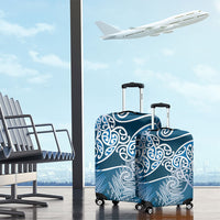 Aotearoa Maori Koru Curves Luggage Cover Silver Ferns - Navy Blue