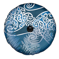 Aotearoa Maori Koru Curves Spare Tire Cover Silver Ferns - Navy Blue LT7 - Polynesian Pride