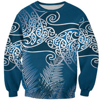 Aotearoa Maori Koru Curves Sweatshirt Silver Ferns - Navy Blue