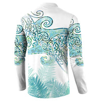 Aotearoa Maori Koru Curves Button Sweatshirt Mossy Paua Shell