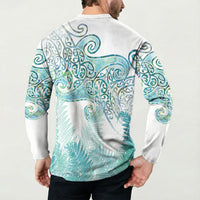 Aotearoa Maori Koru Curves Button Sweatshirt Mossy Paua Shell
