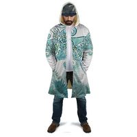 Aotearoa Maori Koru Curves Cloak Mossy Paua Shell
