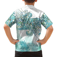 Aotearoa Maori Koru Curves Family Matching Long Sleeve Bodycon Dress and Hawaiian Shirt Mossy Paua Shell