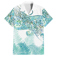 Aotearoa Maori Koru Curves Family Matching Off The Shoulder Long Sleeve Dress and Hawaiian Shirt Mossy Paua Shell