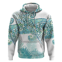 Aotearoa Maori Koru Curves Hoodie Mossy Paua Shell LT7 Pullover Hoodie Green - Polynesian Pride