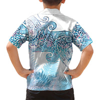 Aotearoa Maori Koru Curves Family Matching Short Sleeve Bodycon Dress and Hawaiian Shirt Aqua Paua Shell LT7 - Polynesian Pride