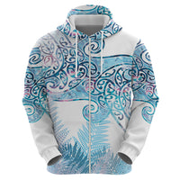 Aotearoa Maori Koru Curves Hoodie Aqua Paua Shell LT7 - Polynesian Pride