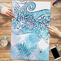Aotearoa Maori Koru Curves Puzzle Aqua Paua Shell LT7 Blue - Polynesian Pride